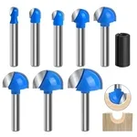 8-piece core box round nose router bit set for cutting wood flutes