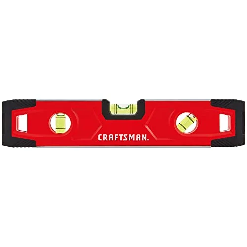 CRAFTSMAN 9-inch magnetic torpedo level used to calibrate a homemade wooden level