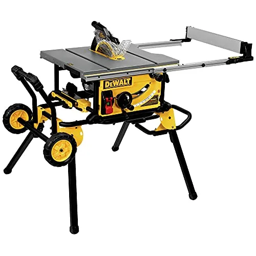DEWALT 10 Inch Table Saw, 32-1/2 Inch Rip Capacity, 15 Amp Motor, With Rolling/Collapsible Stand (DWE7491RS)