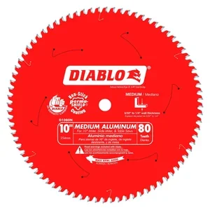 Diablo D1080N 10 inch 80-tooth carbide blade for cutting aluminum and non-ferrous metal on a table saw