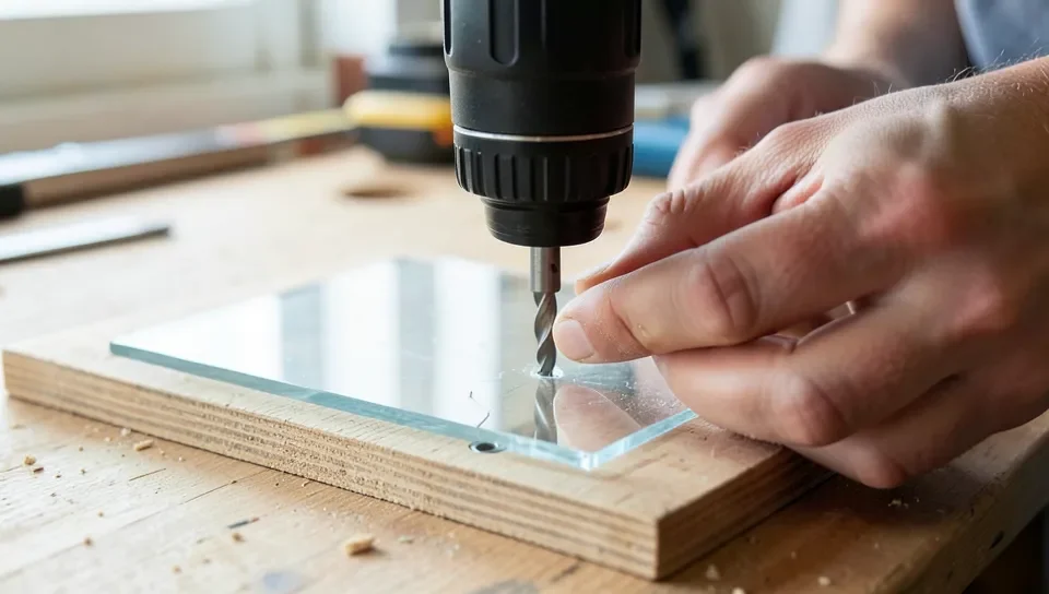 Drilling a pilot hole through clamped plexiglass at low speed