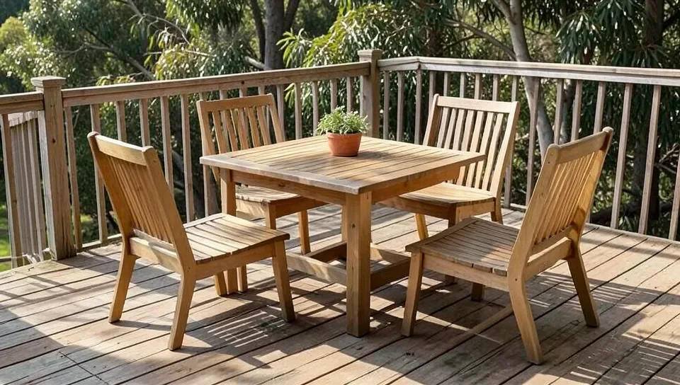Eucalyptus wood outdoor patio table and chairs