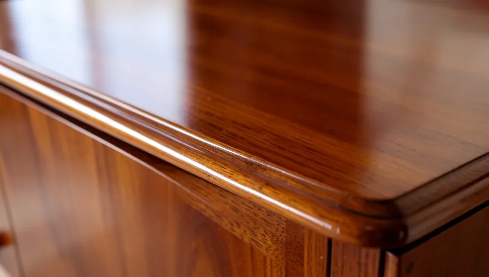 A smooth, glossy lacquer finish on a wood cabinet