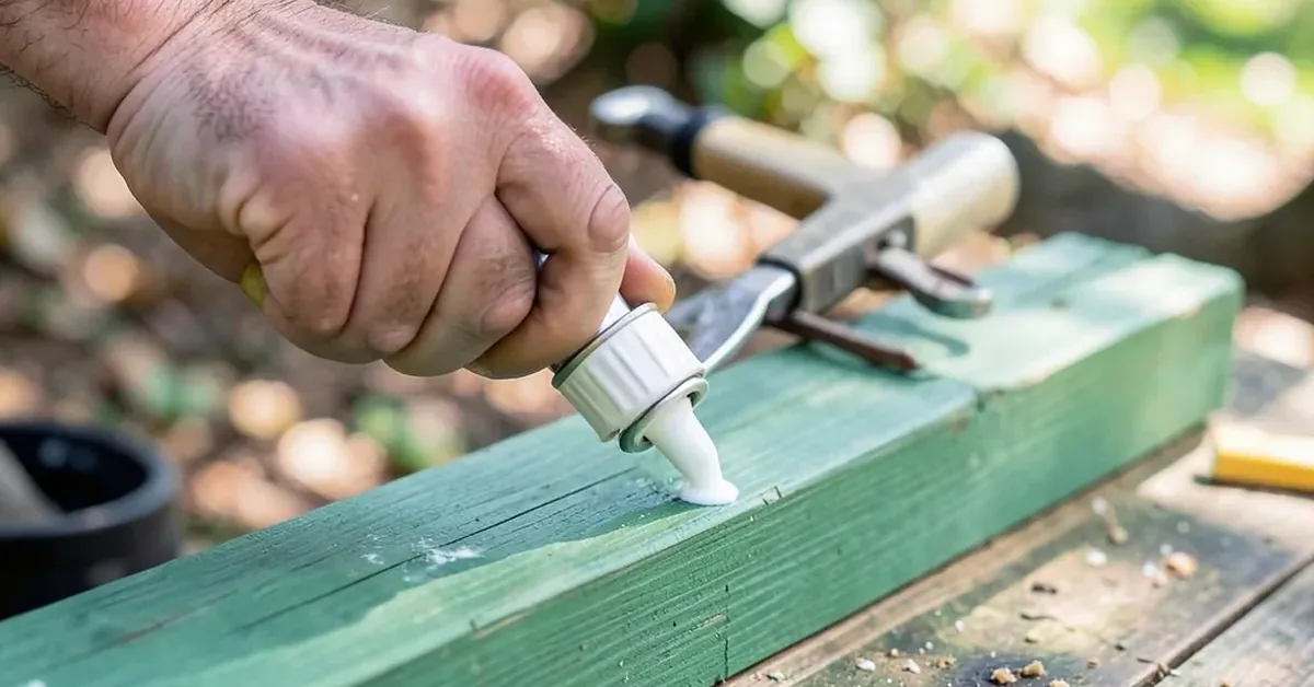 Applying construction adhesive to green pressure-treated lumber with a caulk gun