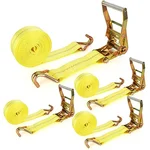 4 Pack heavy duty ratchet tie down straps, 10000 lbs break strength