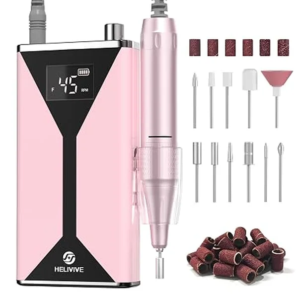 HELIVIVE professional electric nail drill with drill bits