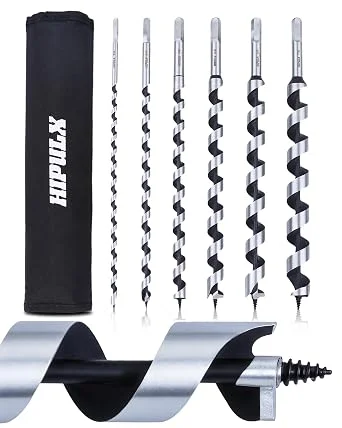 HIPULX 12 inch auger drill bit set for wood, 6 pieces