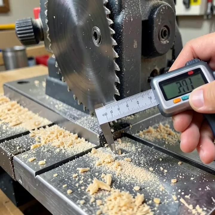 Measuring table saw blade plate thickness with a digital caliper