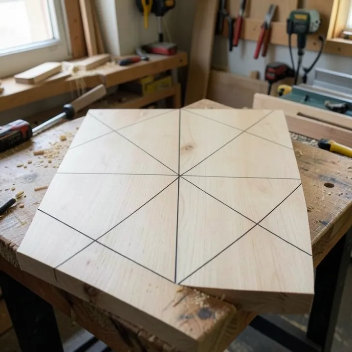 Drawing diagonal lines corner to corner on a rectangular wood board to find its exact center point