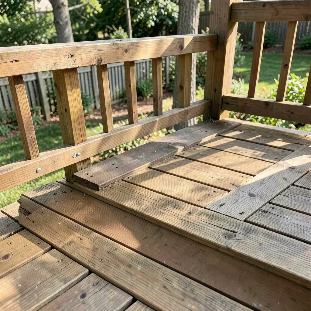 Pressure-treated lumber deck boards being installed