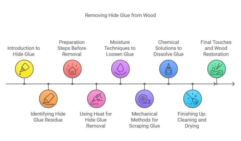 Removing dried hide glue residue from a wood surface