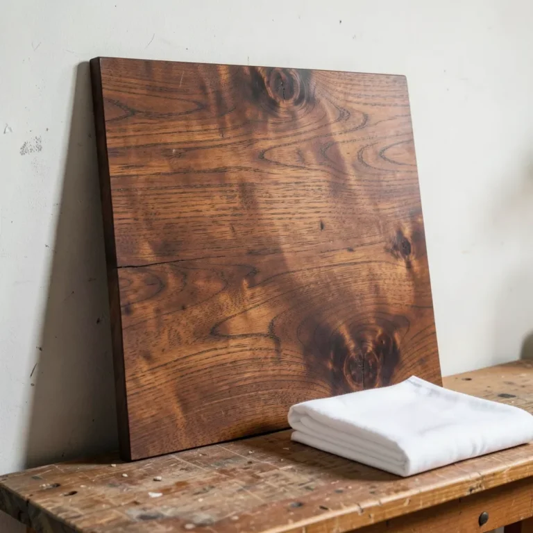 Evenly stained veneer plywood panel with rich brown finish