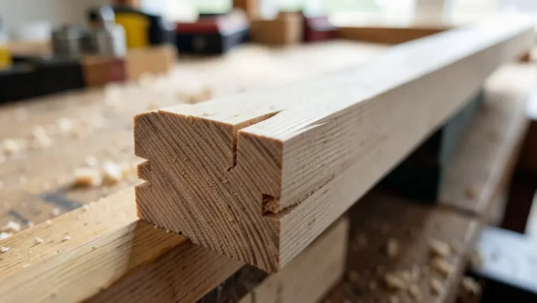Close-up of a traditional Japanese interlocking wood joint