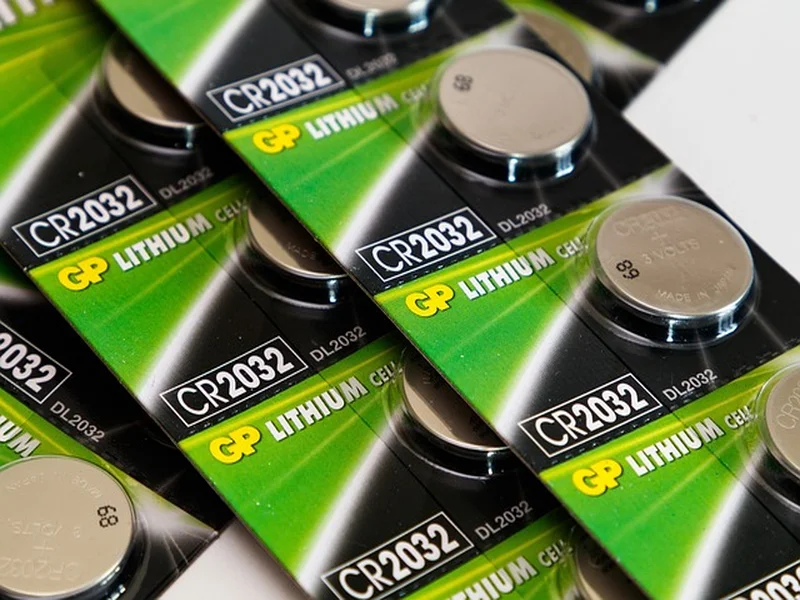 Close-up of lithium-ion battery cells, the type used inside most modern Ryobi ONE+ packs