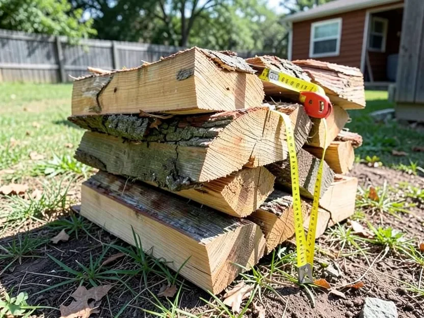 Measuring a stacked cord of firewood with a tape measure