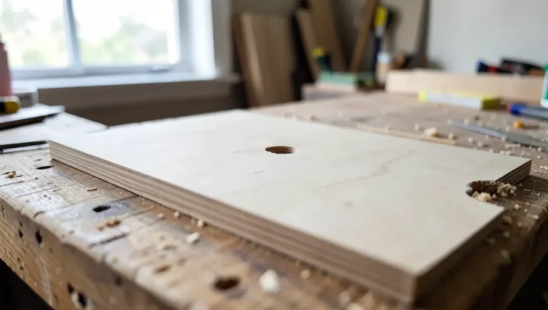 Sheet of plywood with a hole that needs patching