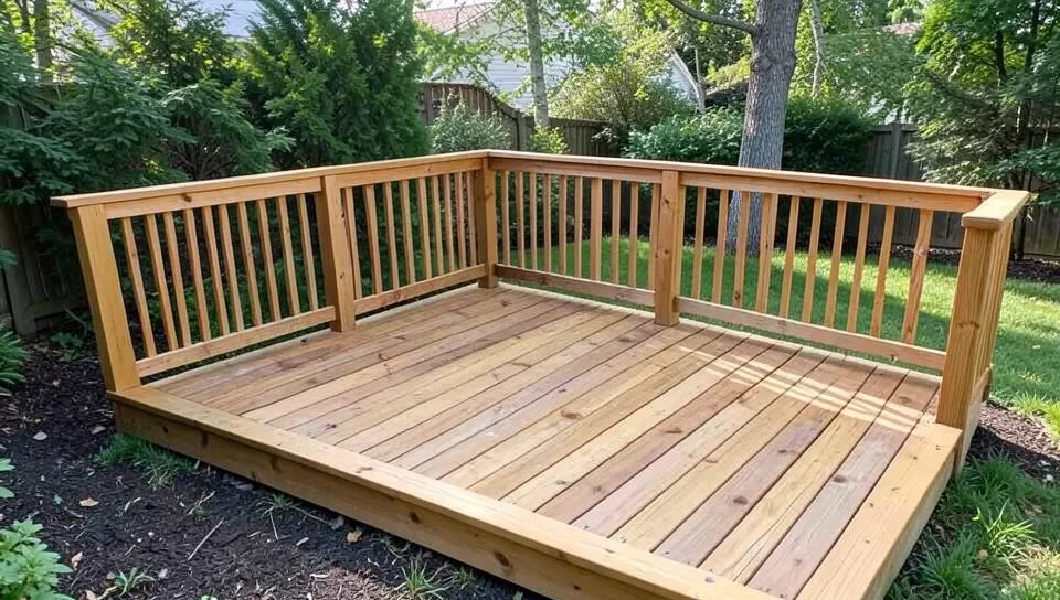 Outdoor deck built from pressure-treated lumber