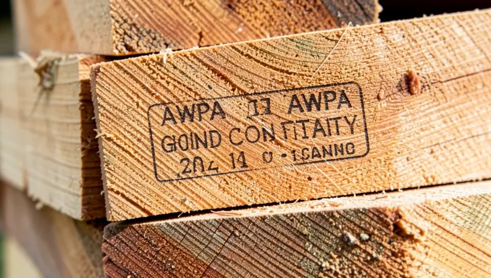 Pressure-treated lumber with a ground-contact rating stamp