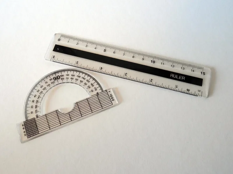 Clear protractor and ruler used to check angles