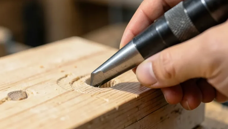 Turning a tapered reamer to enlarge a hole in wood