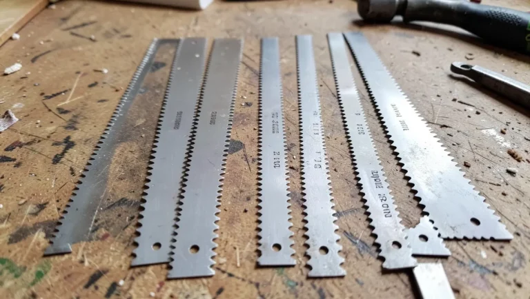 Reciprocating saw blades with different tooth spacing (TPI) laid side by side