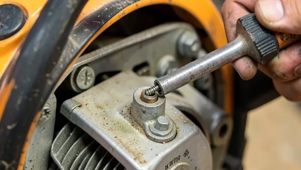 Removing a spark plug from a chainsaw engine for inspection