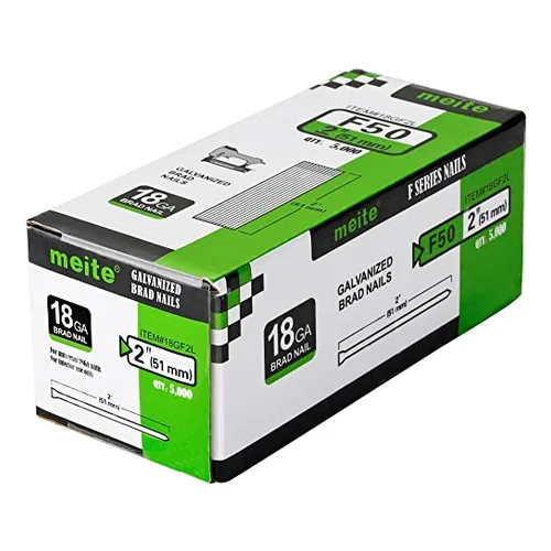 18-gauge 2-inch brad nails for thin trim and shoe molding