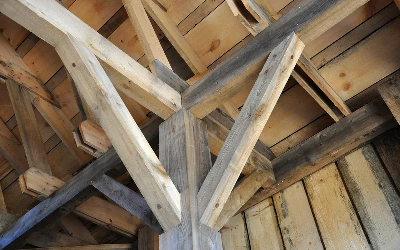 Wood trim and framing carpentry detail, the kind of joinery that finish nail size needs to match