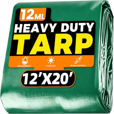 Heavy duty 12 mil waterproof tarp for covering stacked lumber