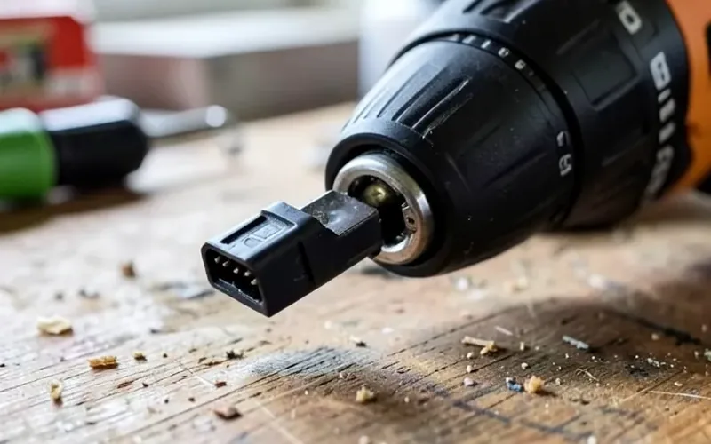 battery adapter connector piece between a cordless drill and a power tool battery battery adapter connector piece between a cordless drill and a power tool battery