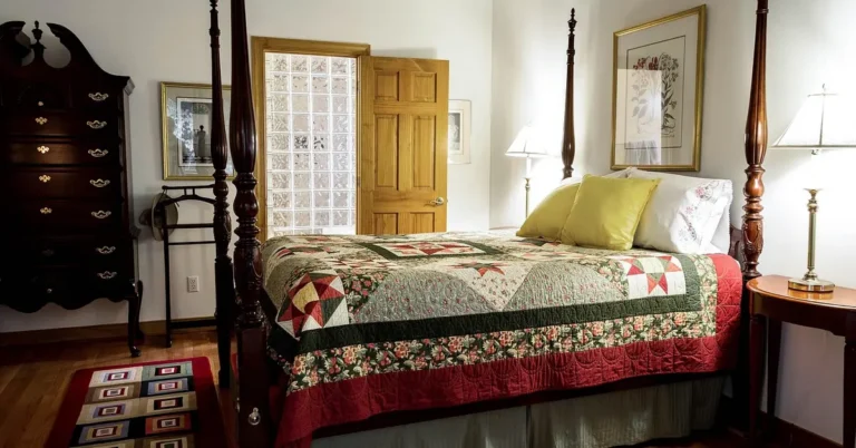 Area rug and pad protecting a hardwood bedroom floor