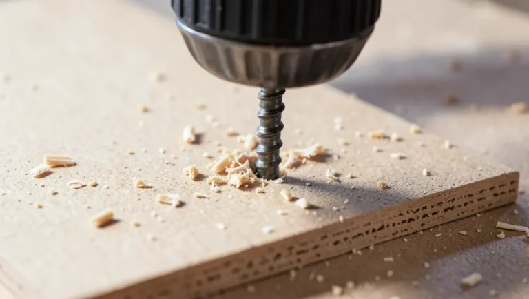 Driving a screw into particle board