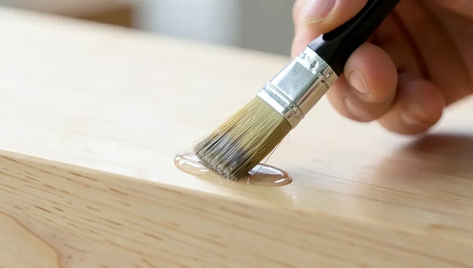 Applying sealant to a poplar board before outdoor use