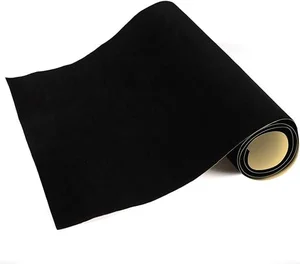 Roll of black self-adhesive felt sheet for box lining