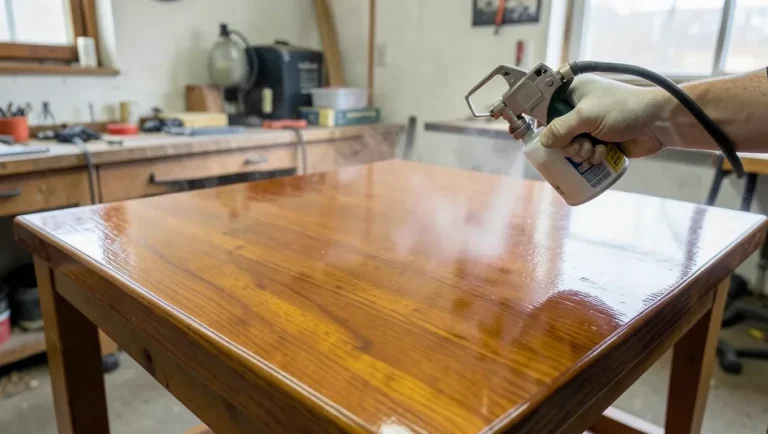 Applying an even coat of lacquer with a spray gun