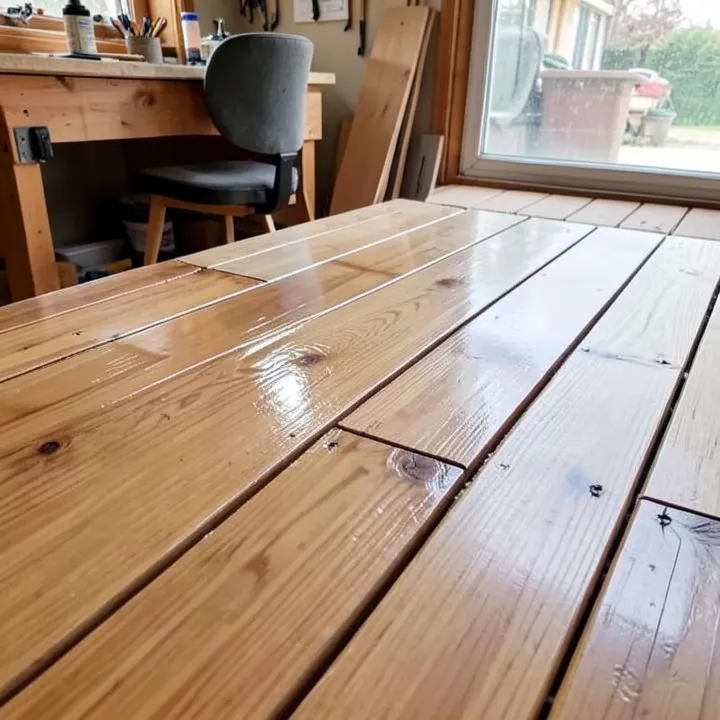 Wood deck boards with a properly cured water-repellent sealer finish