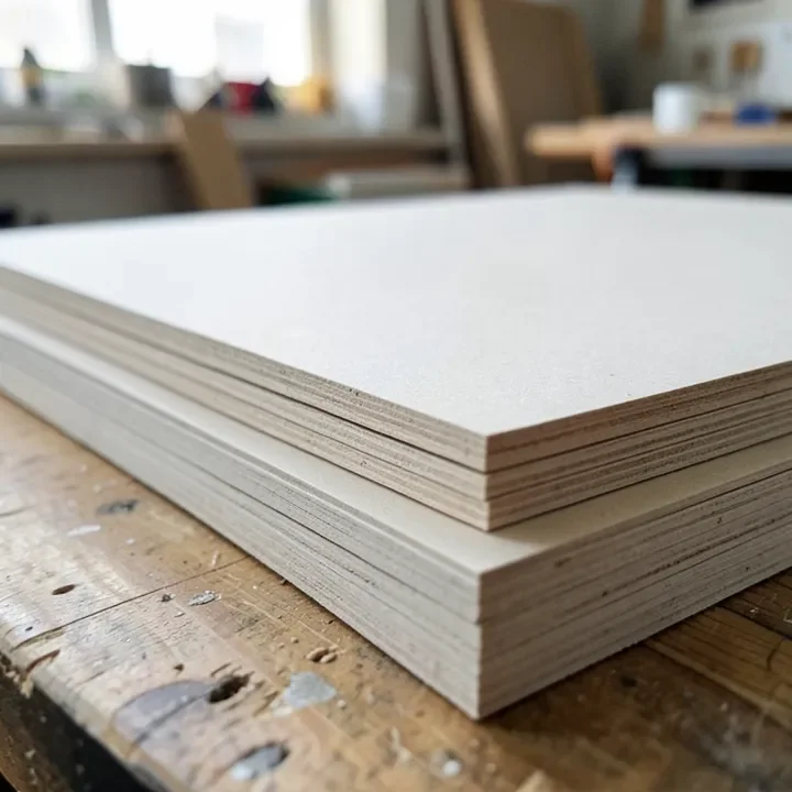 close-up of stacked MDF panels showing smooth uniform edge texture