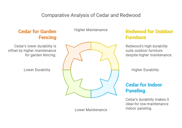 Cedar Compared to Redwood