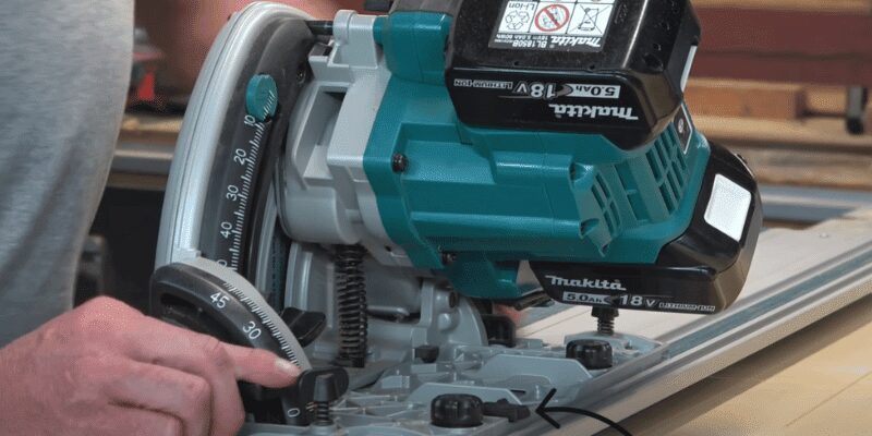 Dewalt track saw next to Festool track saw comparison