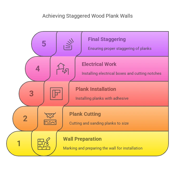 achieving staggered wood plank wall