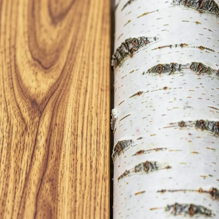 Acacia wood grain next to birch wood grain for comparison