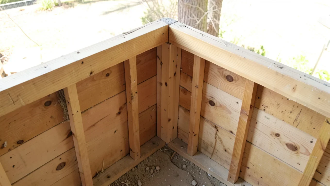 45 degree angled wall corner framing with studs and top plate