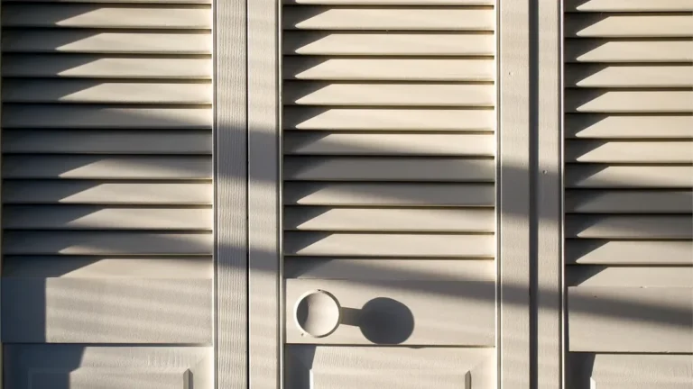 White louvered bifold closet doors with round finger pull