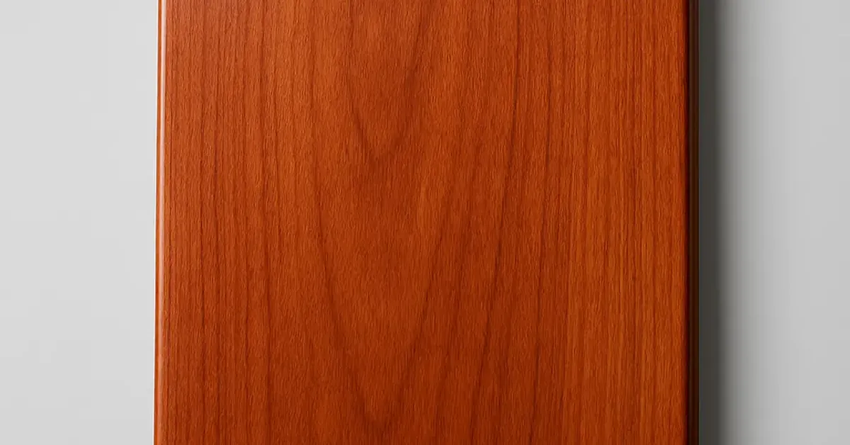 close-up of cherry wood showing its rich reddish-brown color and straight grain