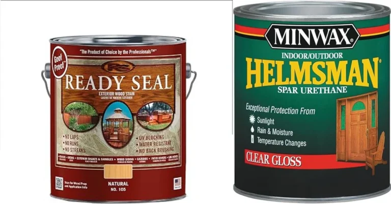 Exterior wood stain and spar urethane cans rated for outdoor UV and moisture exposure