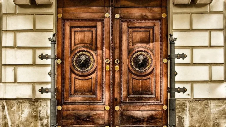 Solid wood double entry door with raised panels