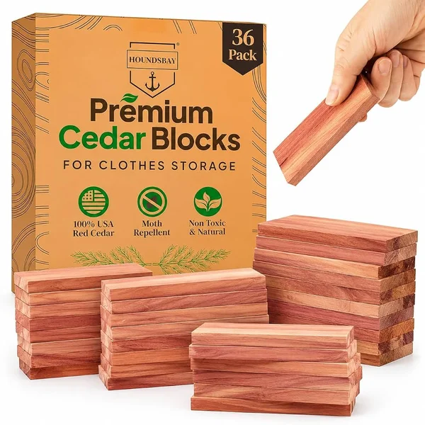 HOUNDSBAY premium cedar blocks for clothes storage, 36 pack