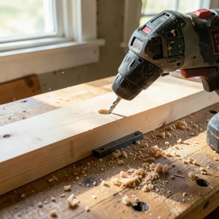 Drilling a pocket hole with a jig and cordless drill