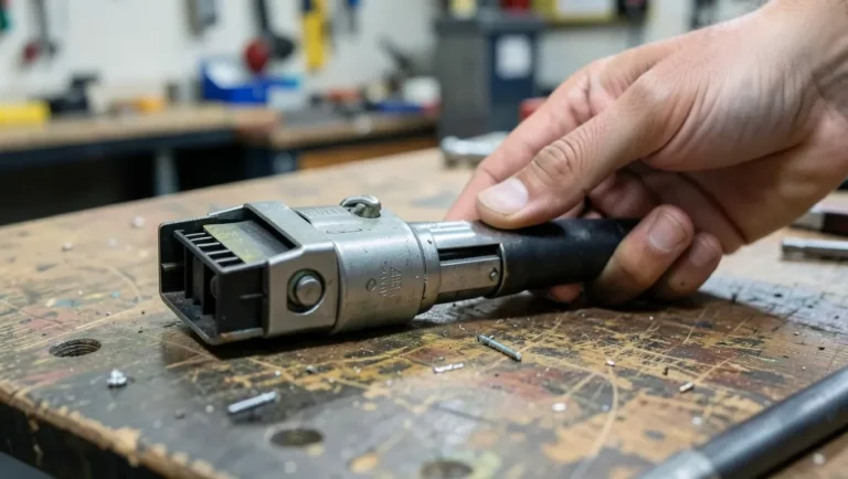 Inspecting a nail gun's magazine and air fitting for a jam