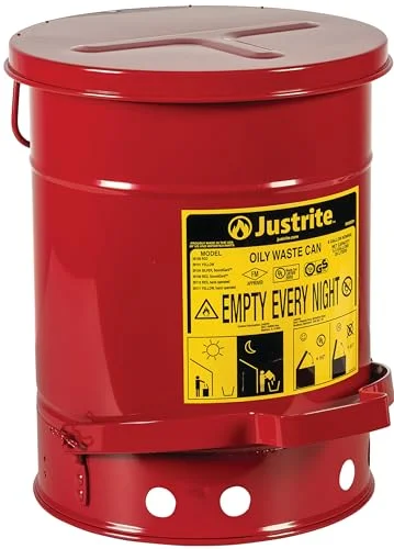 Justrite 6-Gallon Galvanized Steel Oily Waste Can